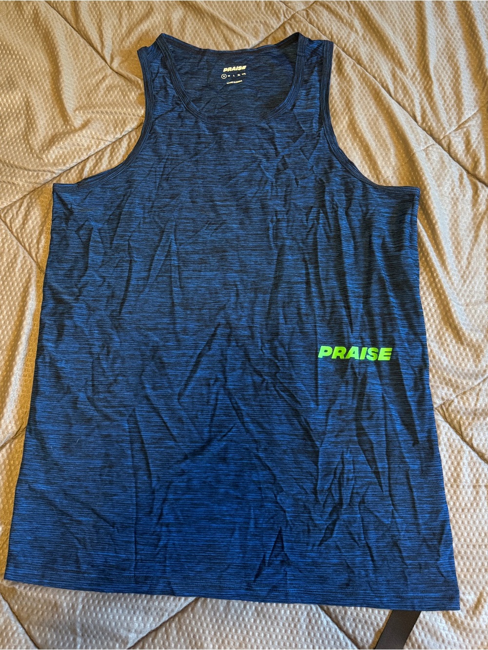 Praise Men's Blue Performance Tank Top Running Singlet